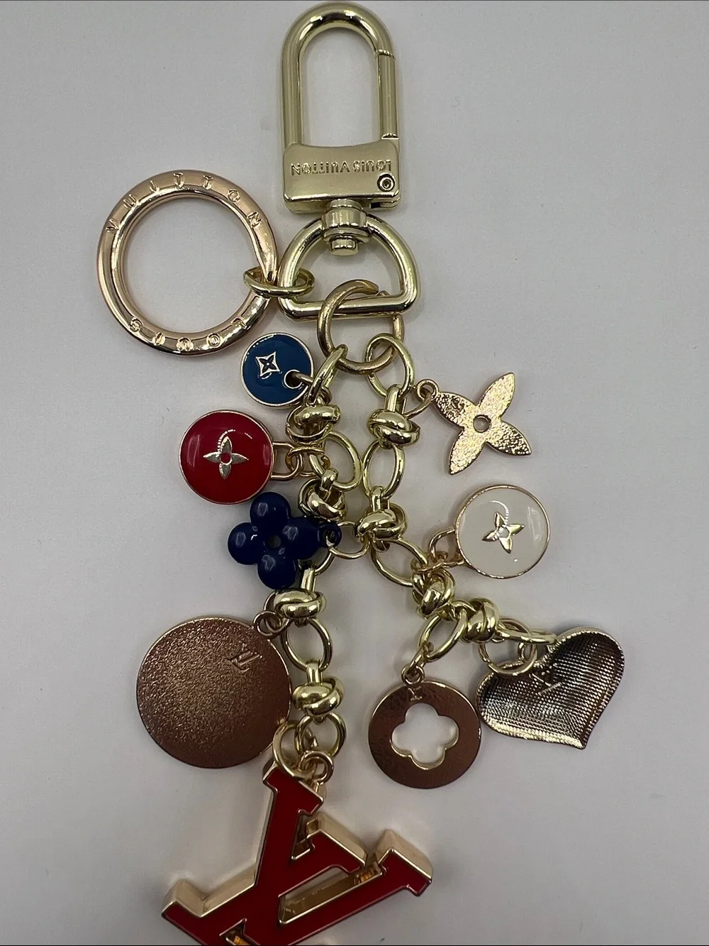 1432. Red , Blue & White Enamel Logo Charm Key Holder